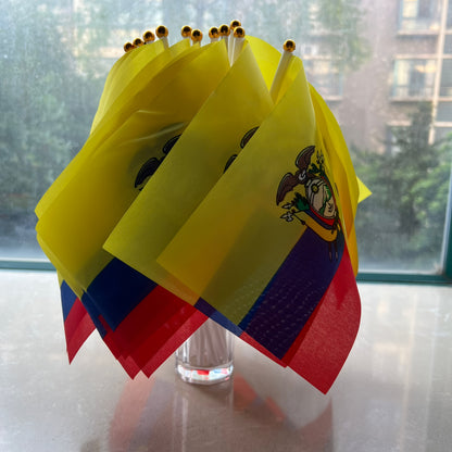 Ecuadorian Mini Handheld Flags, Polyester Small Flags with Rods