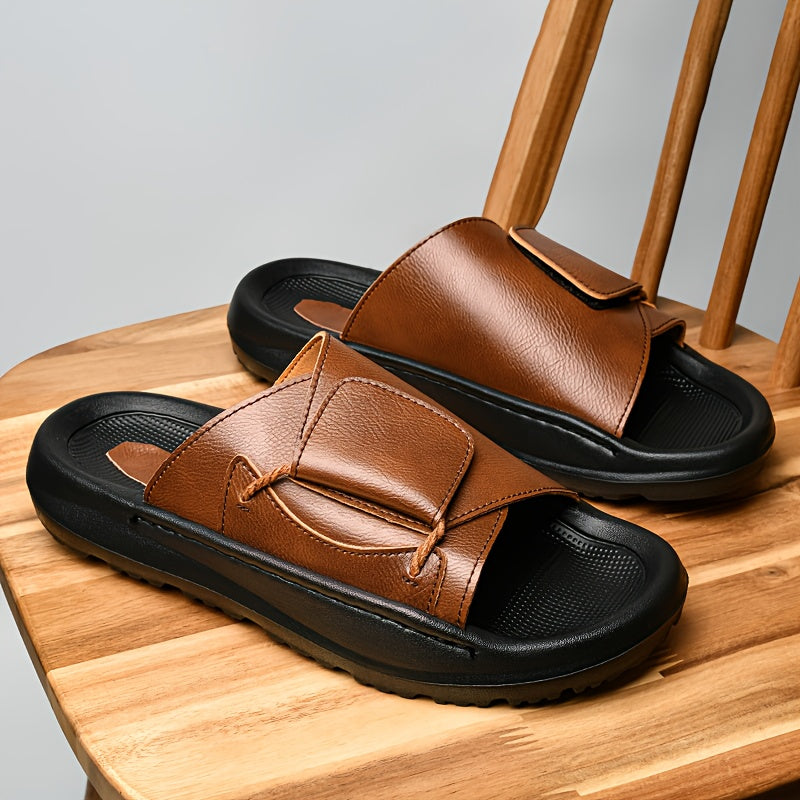 Men's Vintage All-Season Slip-On Slippers with EVA Sole