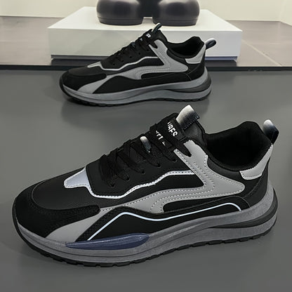 Men'S Lightweight Breathable Sneakers - Black  Gray Low-Top Lace-Up Shoes with Non-Slip PVC Sole, Durable Casual Sneakers for Running, Walking  Casual Attire, Running Shoes