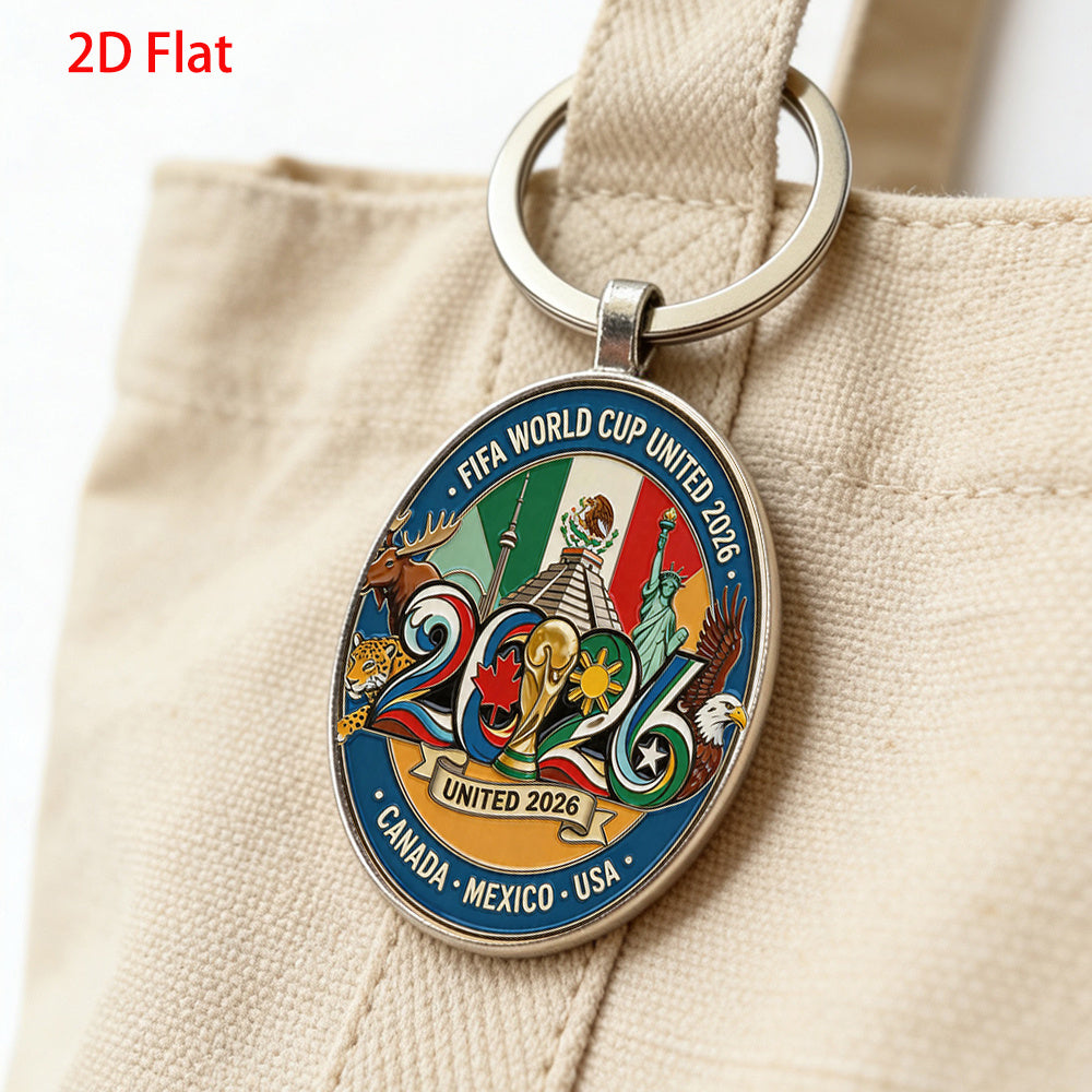 2026 FIFA World Cup Metal Keychain Featuring USA, Canada, Mexico