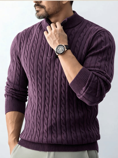Men's Casual Quarter-Zip Knit Pullover for Spring and Fall