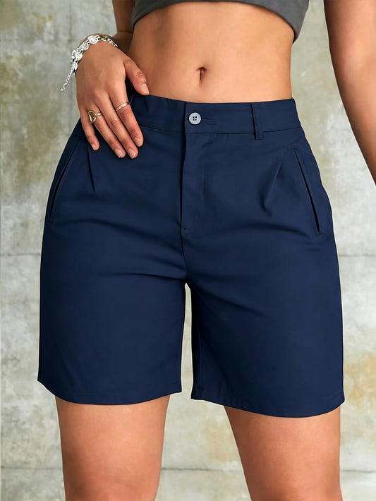 Women’s Lightweight Minimalist Suit Shorts with Pockets - Summer Casua - ayq