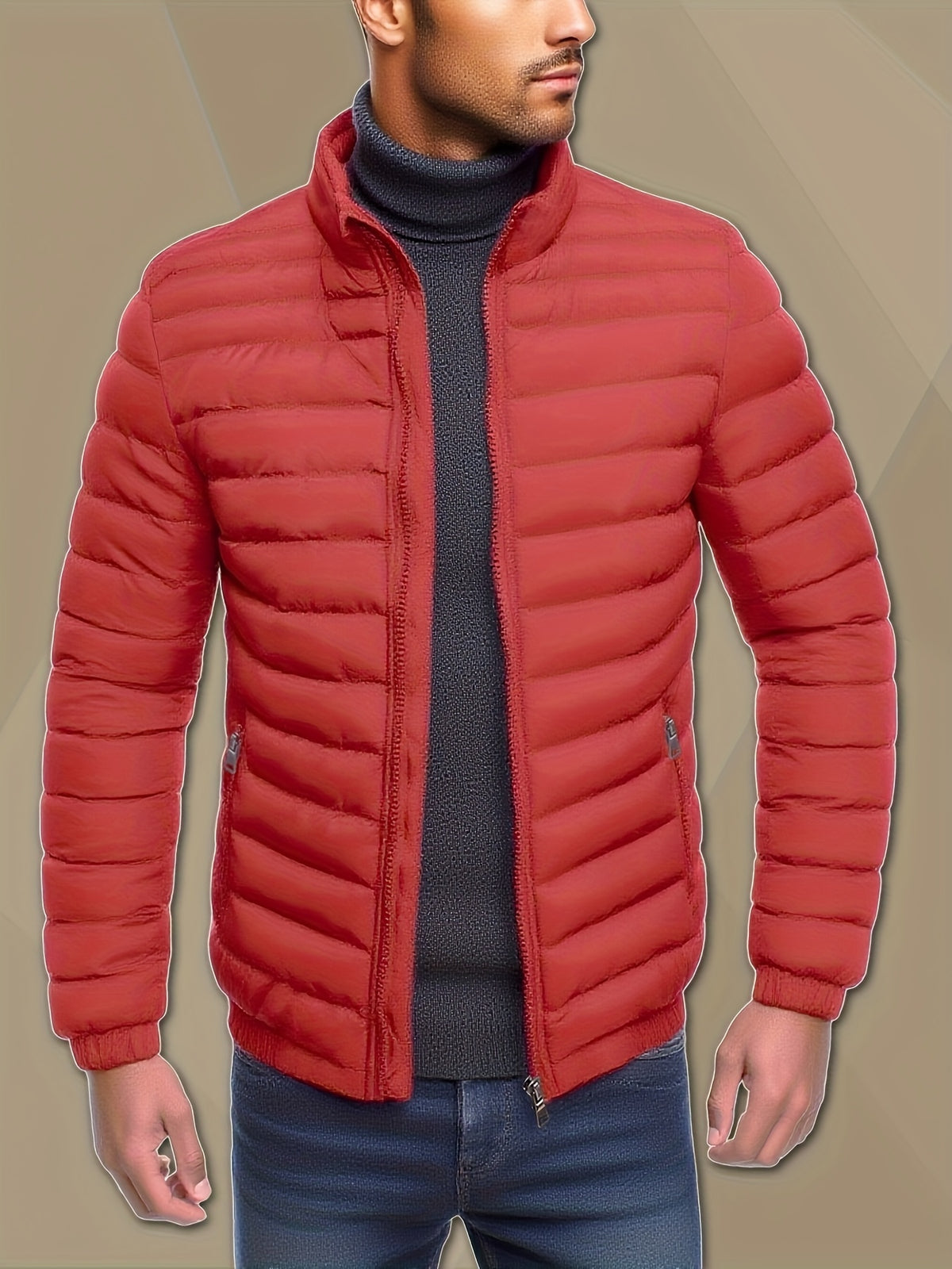 Men's Lightweight Stand Collar Winter Jacket - Casual Loose Fit