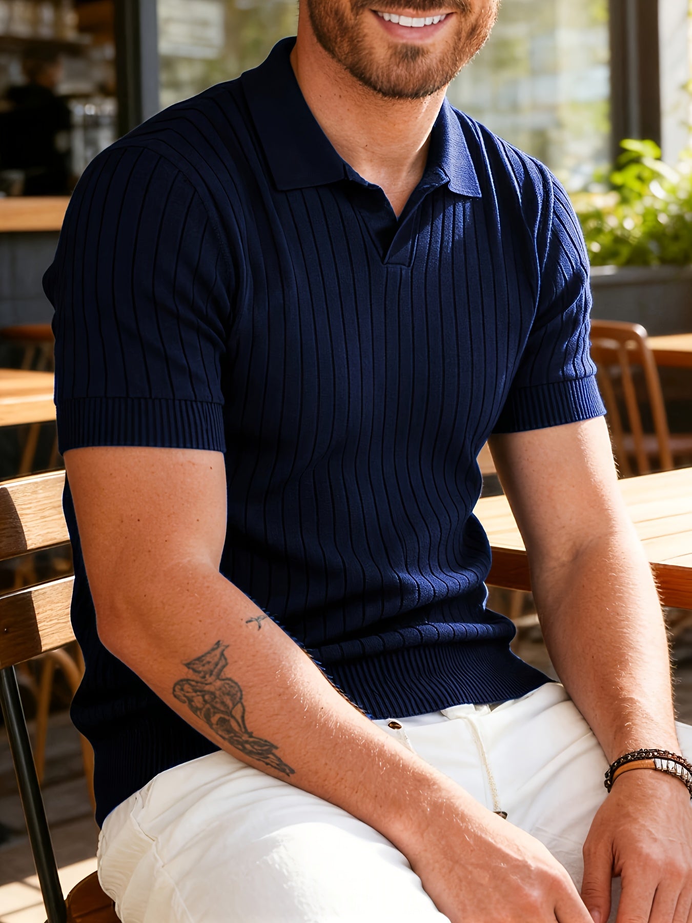 Men's Casual Knit Polo Shirt with Short Sleeves - All Season