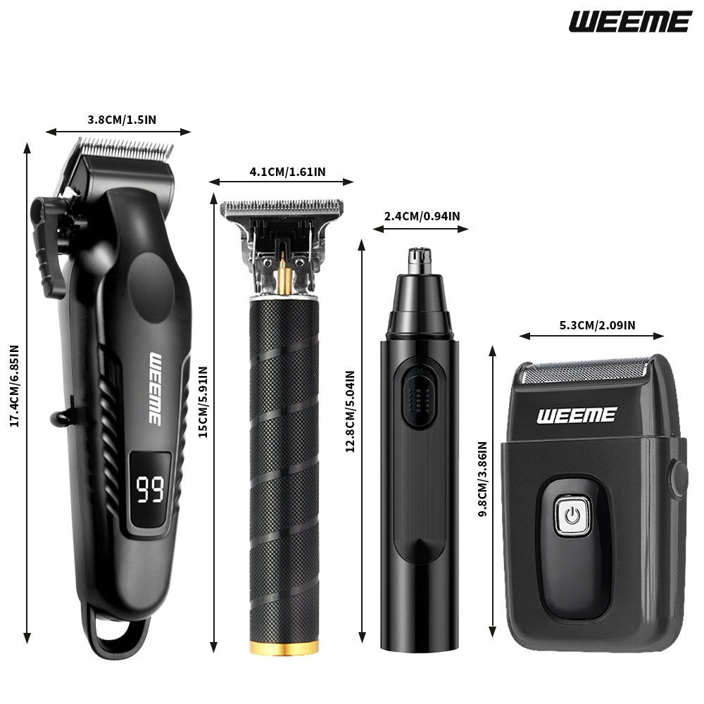 WEEME 4pcs Rechargeable Electric Grooming Kit for Men - Hair Clipper Electric Foil Shavers and Beard Trimmers, Ear, Nose Hair Trimmer Set, USB Charged - Perfect Holiday Gift - ayq