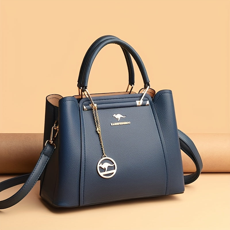 Elegant Women's Fabric Handbag with Metal Accents - Versatile Style