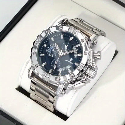 POEDAGAR Luxury Business Calendar Multi functional Waterproof Sports Men's Quartz Watch, Sports Wristwatch, Business Timepiece, Elegant Watch, Sleek Design, Precision Movement, Durable Construction, Wristwatch for Men, Quartz