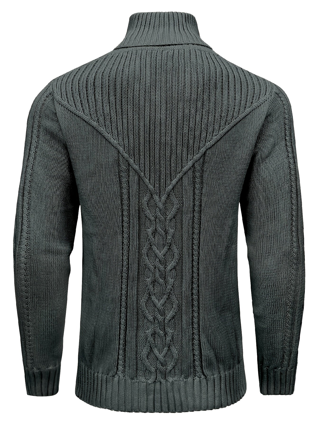 Men's High Collar Warm Knit Sweater - Stretchy Fashion Ribbed Pullover, Elegant Gentleman Cardigan