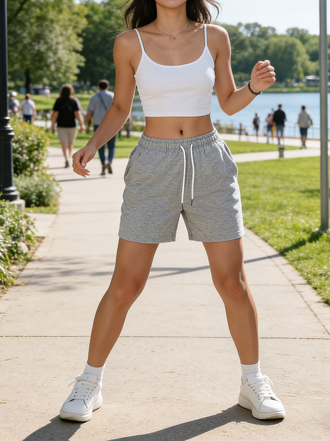 Women’s Casual Summer Shorts with Elastic Waistband and Pockets