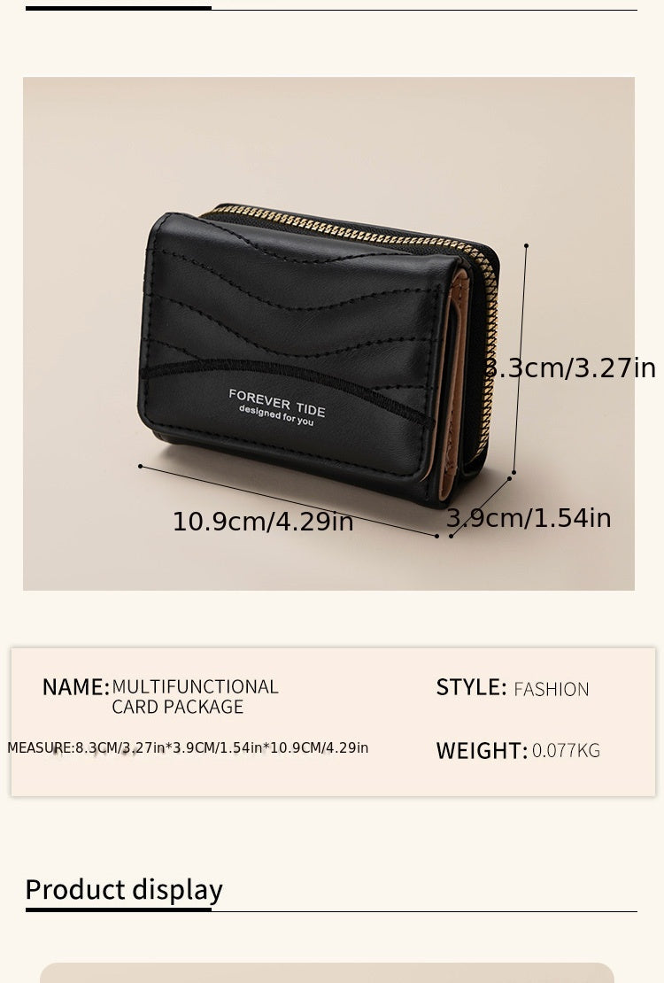 New Women's Fashion Minimalist Foldable Coin Purse with Clasp Design, Large Capacity, 6 Colors Available