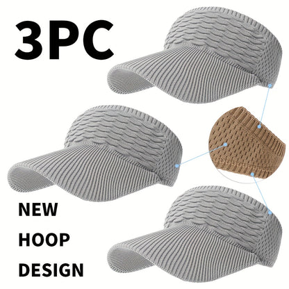 3-Pack Breathable Knit Beanies with Wave Pattern for All-Season Wear