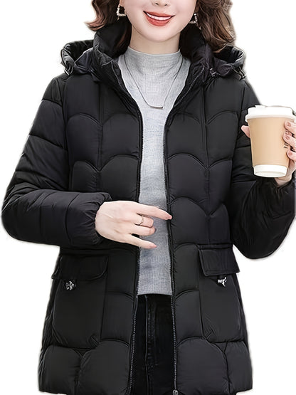 Women'S Elegant Winter Coat - Lightweight Thermal Jacket with Full-Zip Front, Long Sleeve Cold Weather Outerwear for Everyday & Formal Events - All-Season, Machine Washable Women'S Clothing, Ladies Winter Coats, Geometric Pat