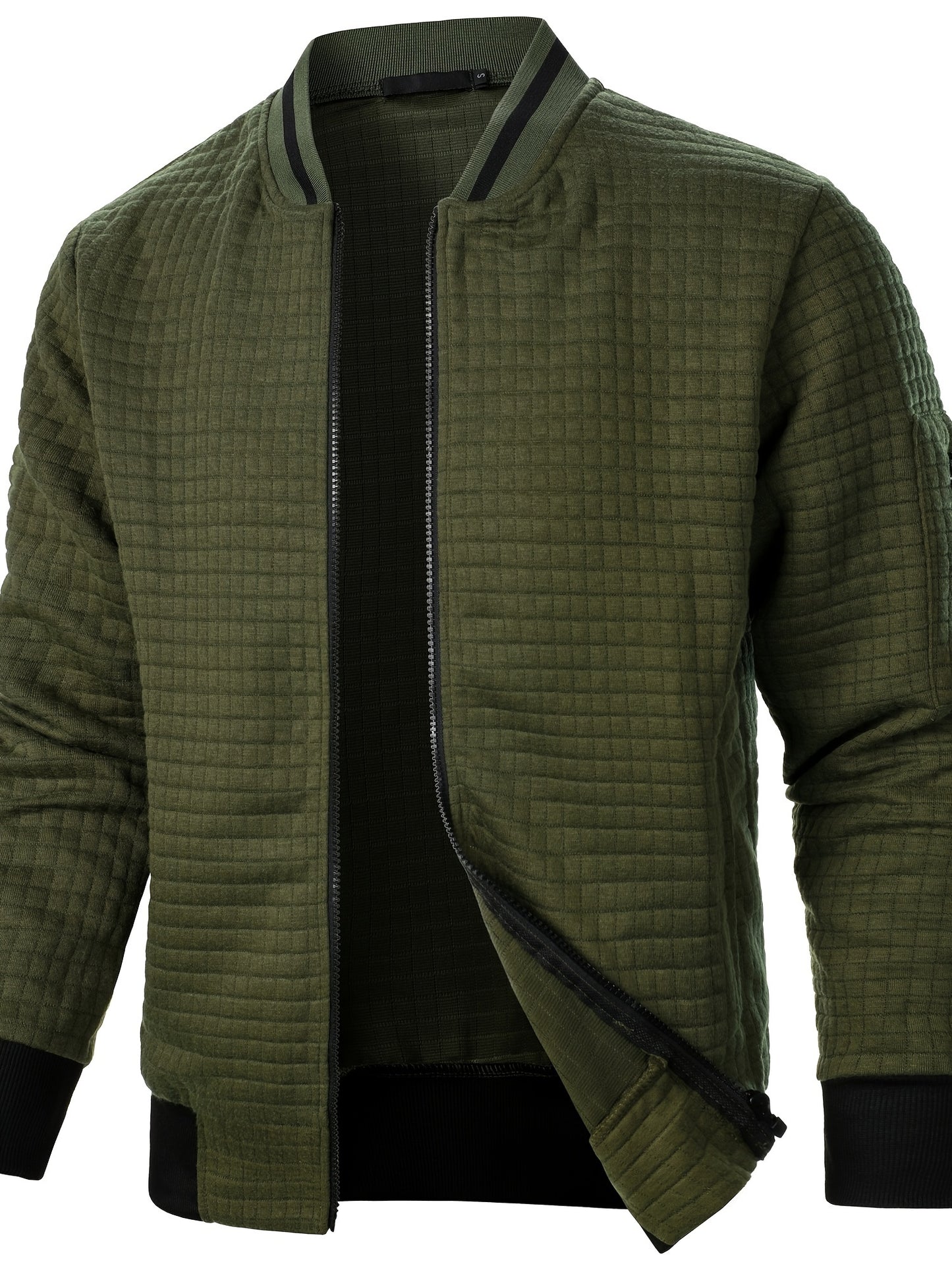 Men'S Zip-Up Jacket - Full-Zip Front Closure, Stand Collar, Lightweight Outerwear for Office, Casual & Formal Events - Spring/Fall Transitional Clothing - Easy-Care Modern Men'S Coat, Zip Up Jacket, Autumn Layering, Sleek Des