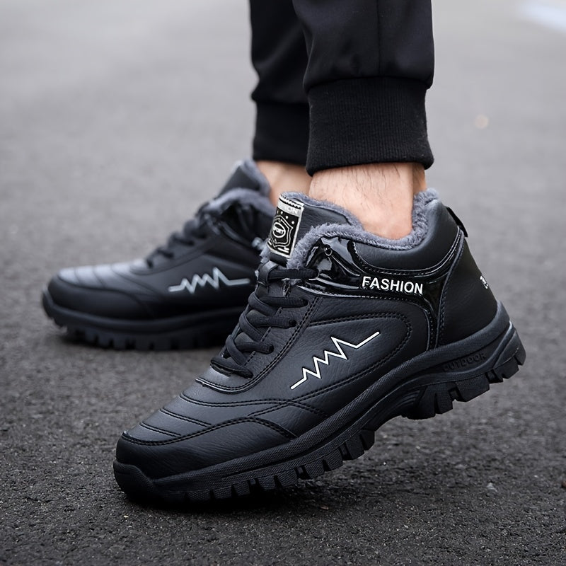 Winter Sports Shoes Men's Warm Shoes Casual Simple Comfortable High Quality Anti Slip Wear- Running Shoes