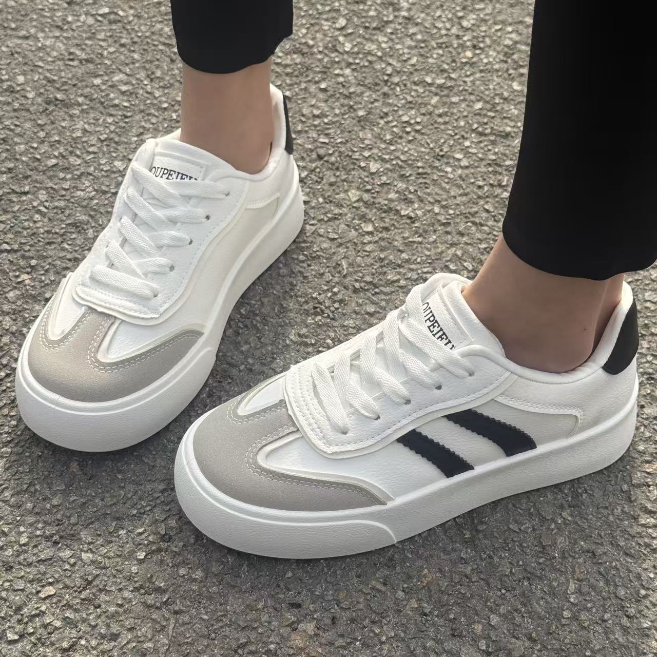 Women's Retro Platform Sneakers, Chunky Lace-Up Casual Shoes