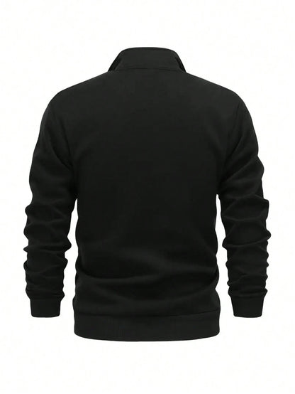 Men's Full-Zip Hooded Jacket - Thermal Zip-Up Sweater Coat, Full-Length Zipper Closure, Machine Washable Winter Outerwear for Cold Weather, Gym, Office & Everyday - Black Formal & casual Outer Jacket for Men, Winter Hoodies f