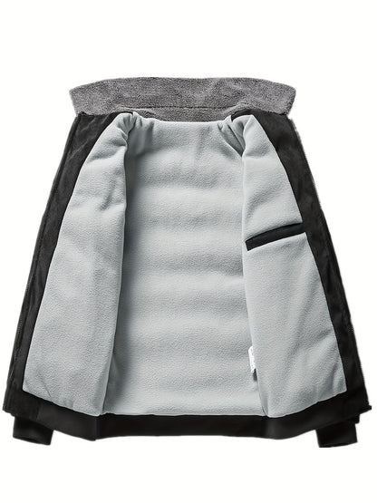 Men'S Heavyweight Winter Coat - Thick Insulated Jacket with Zipper Closure, Formal & Casual Outerwear for Cold Weather, Travel, Everyday - Black/Tan, Polyester Lining, Non-Stretch Fabric, Travel Clothing, Classic Design, Dura