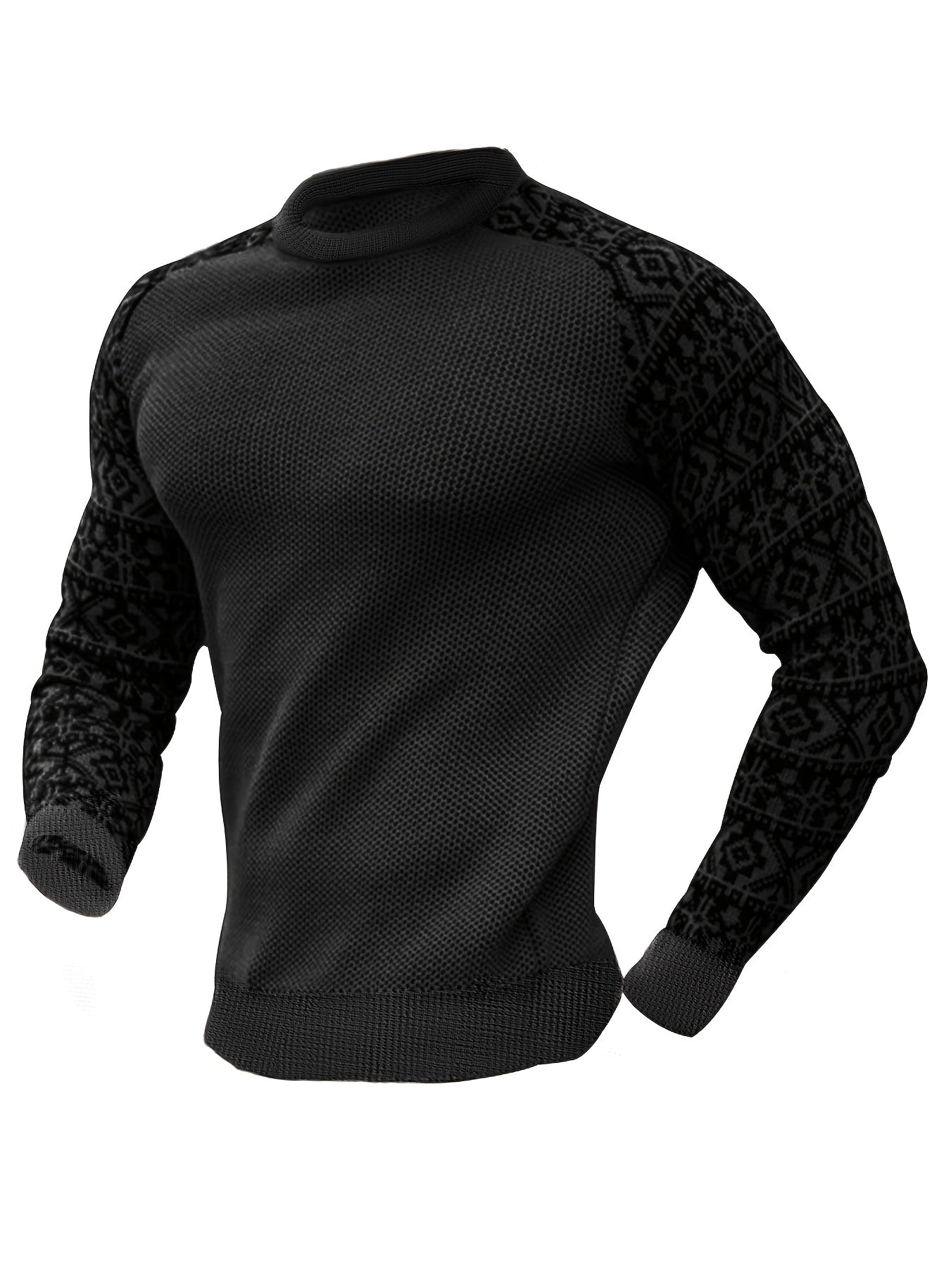Men'S Long-Sleeve T-Shirt in a Heavy Waffle Knit for Autumn, Perfect for Casual Wear