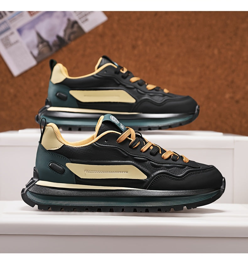 Men's Breathable Casual Sneakers - Trendy Low-Top Lace-Up Sneakers with Soft Rubber Sole, White  Black Design for Spring/Summer, Perfect for Running and Casual Attire, Versatile Running Footwear   Sporty Aesthetic Shoes   Co