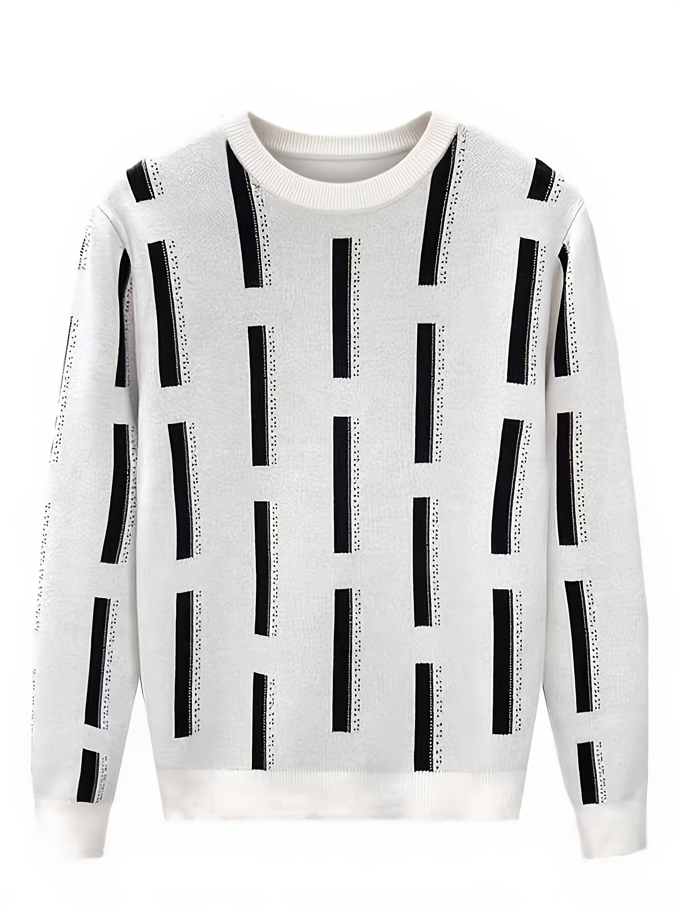 New Fashion Trend Men'S Jacquard Half-High Neck Knitted Long Sleeve Pullover