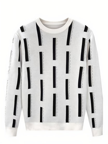 New Fashion Trend Men'S Jacquard Half-High Neck Knitted Long Sleeve Pullover