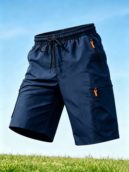 Men's Casual Loose-Fit Cargo Shorts with Elastic Drawstring Waist