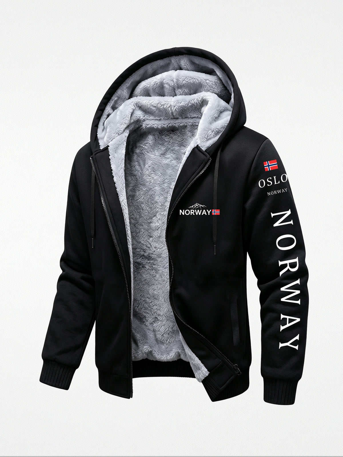 Men's Fleece Hooded Sweatshirt Jacket for Autumn Winter