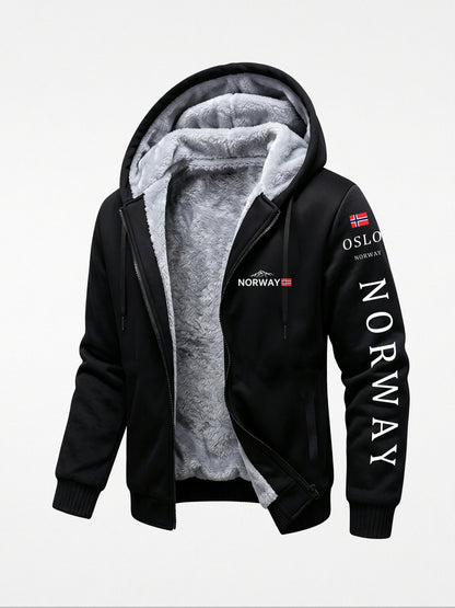 Men's Fleece Hooded Sweatshirt Jacket for Autumn Winter