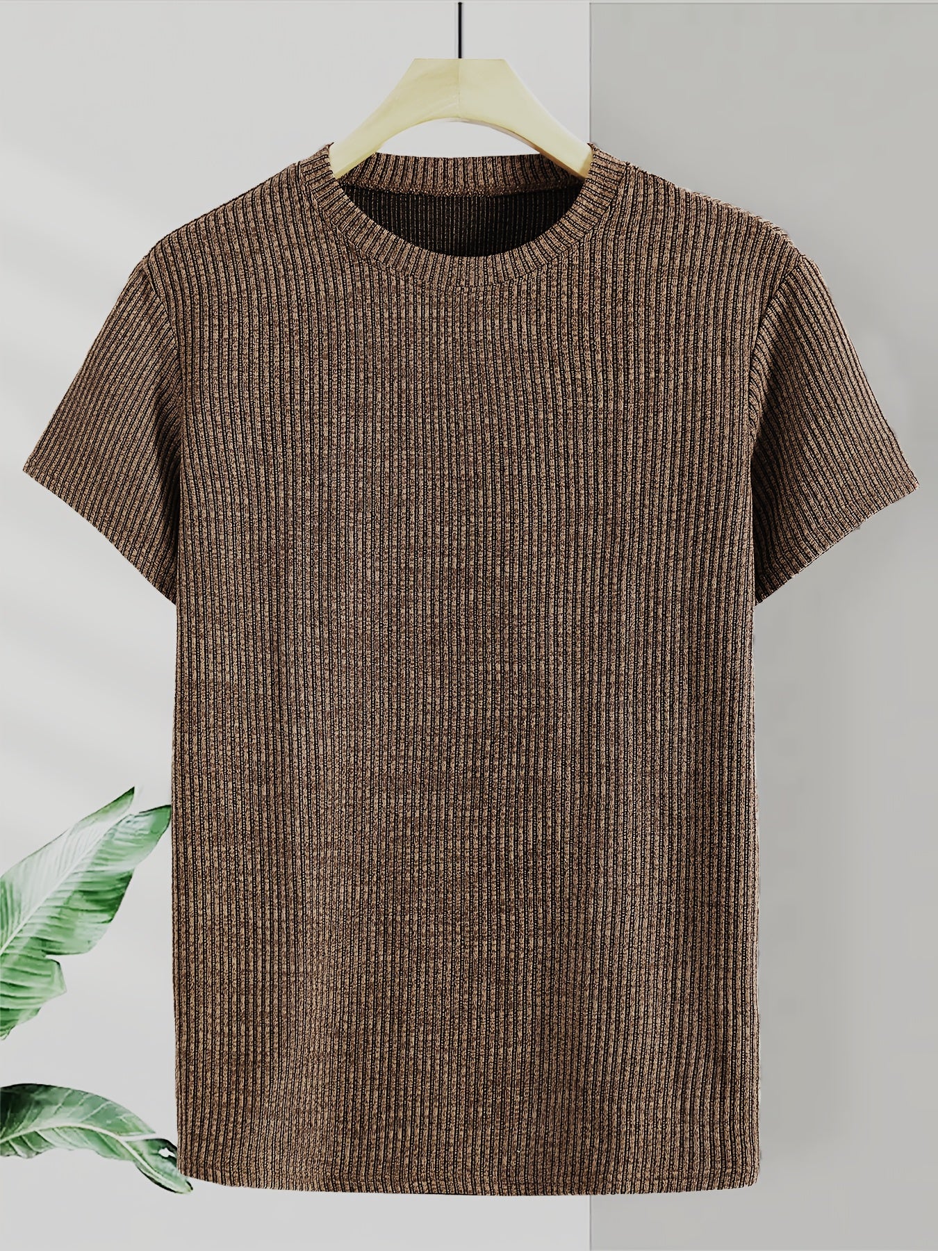 Men'S Short-Sleeve Round-Neck Knitted Jacquard T-Shirt, Stylish And Comfortable for All Seasons, High-Quality Top - ayq