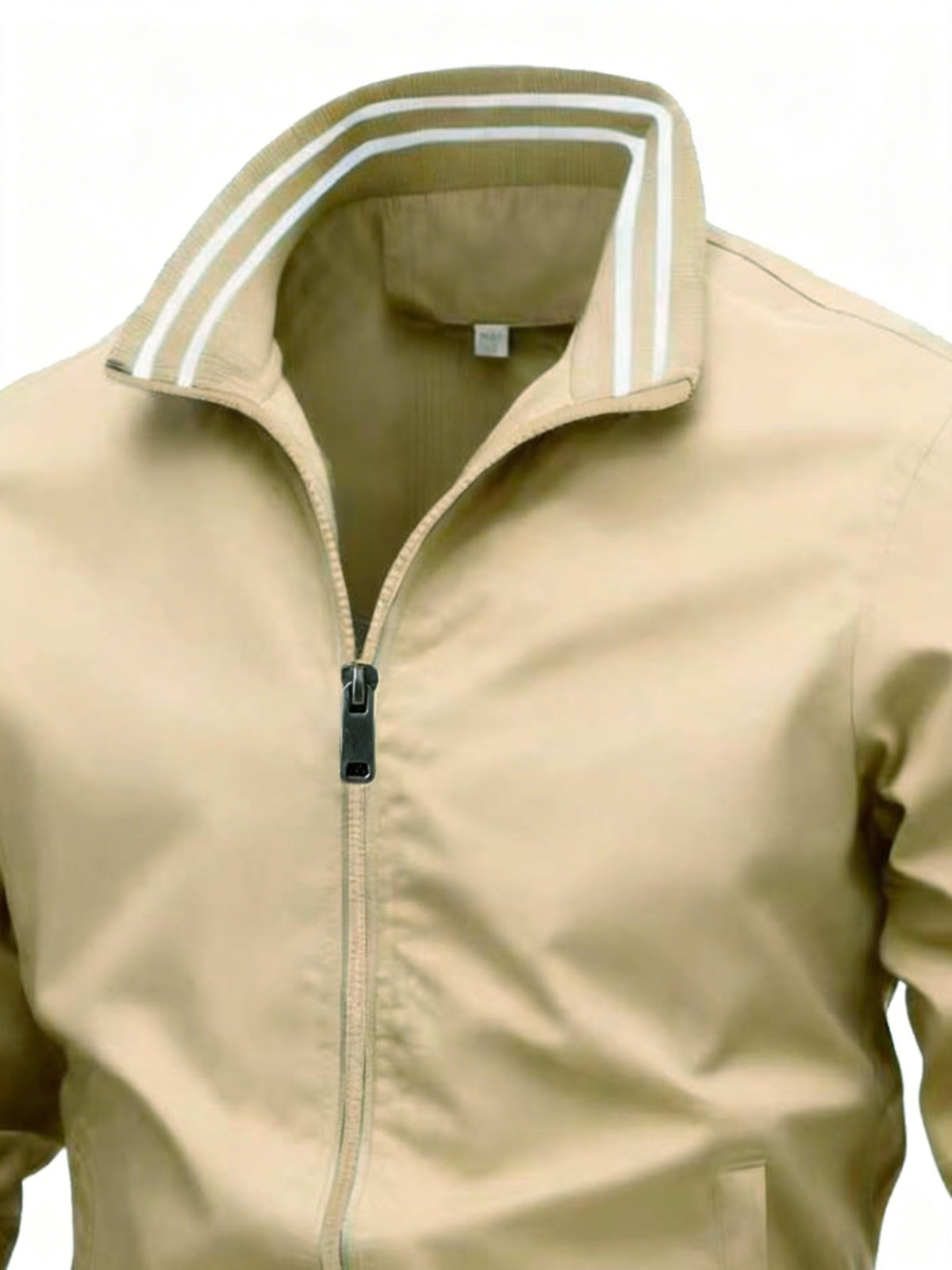 Men's Polyester Bomber Jacket with Sporty Zipper Design