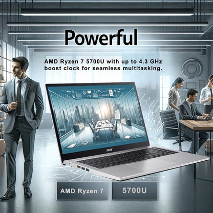 Acer Aspire Premium Laptop | AMD Ryzen 7 5700U (Beats I7-1250U) CPU | 32GB RAM | 1TB SSD | 15.6" FHD Display | Fast Wi-Fi 6 | Sleek Design | Ethernet Port | AI Noise Removal | Windows 11 | WOWPC