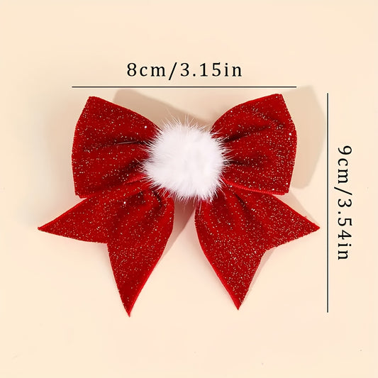 1pc or 2pcs Set (Matching Pair) French-Style Large Bow Hair Claw Clip - Burgundy & White Two-Tone Satin, Non-Slip Teeth for secure hold, for wedding/Party/Braids/Twists/Buns - Gentle on Hair, Wedding Hair for Women