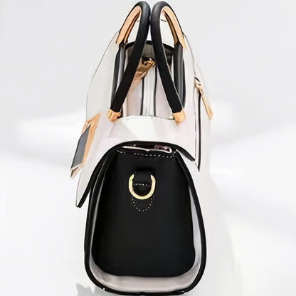 Wo White Synthetic Mini Handbag & Crossbody Handbag-Purse - Golden-Tone Hardware, Black-Tipped Strap, Zipper Closure, Multi-Compart T Handbag - Elegant Everyday for, Parties, (Pink/) - Synthetic Hand