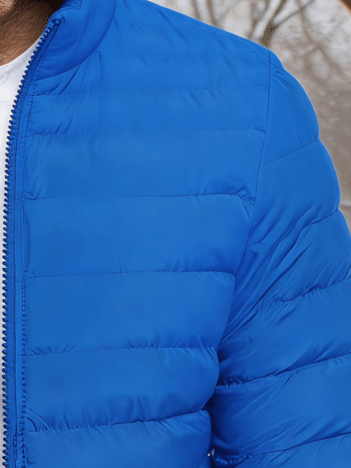 Men's Slim Fit Winter Jacket with Stand Collar, Zip Front