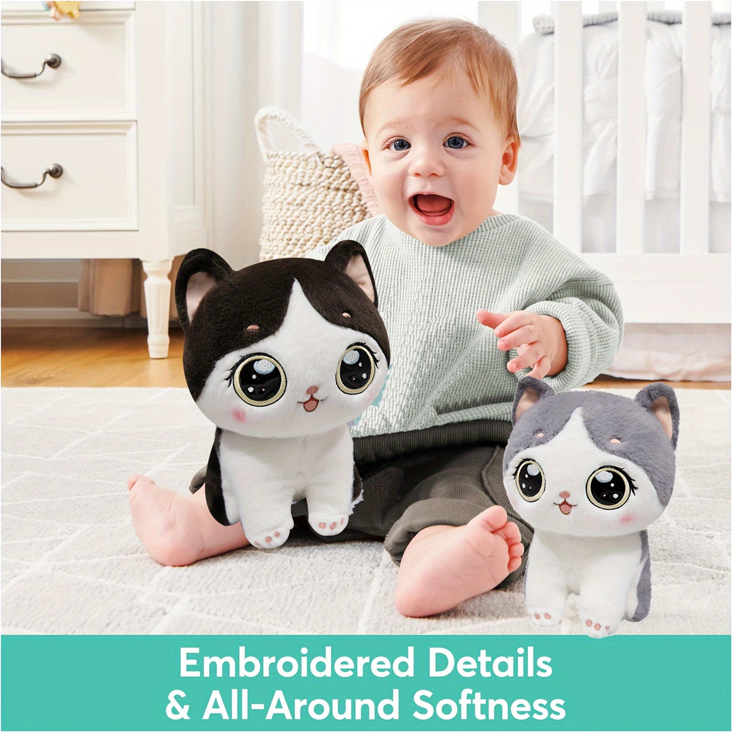Adorable Simulation Cat Plush Toys Kawaii Cartoon Stuffed Animal Plush Toys Soft Filling Fluffy Cute Home Decor Sofa Decor Room Decor Holiday and Birthday Popular Gift for Friends and Family