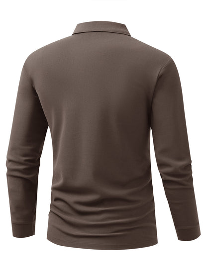 Men's Long Sleeve Polo Shirt with Mountain Peak Pattern