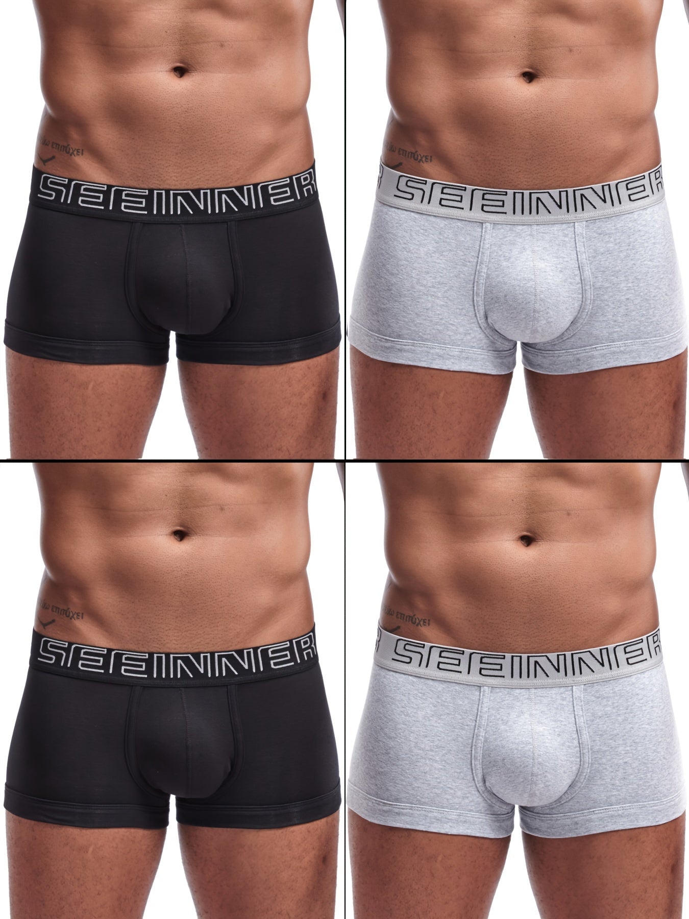 Men's Cotton Boxer Briefs 4-Pack - Breathable, Moisture-Wicking Fit