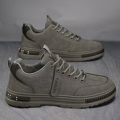 Men'S All-Season Low Top Sneakers, Solid Color, Non-Slip Durable Sports Casual Shoes, Breathable Fabric Lining, Round Toe, Lace-Up Closure, Faux Upper, PVC Sole, Cloth Insole - Versatile for Casual  Sports Use