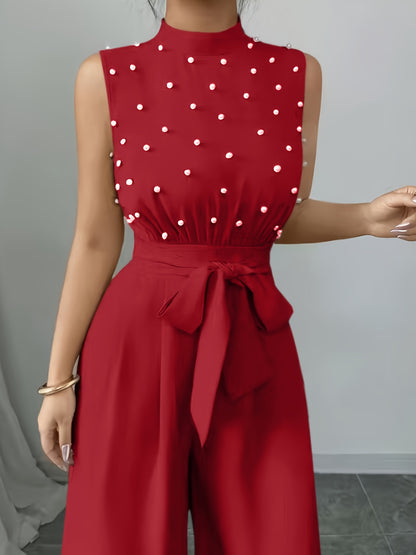 Sleeveless High-Neck Wide-Leg Jumpsuit
