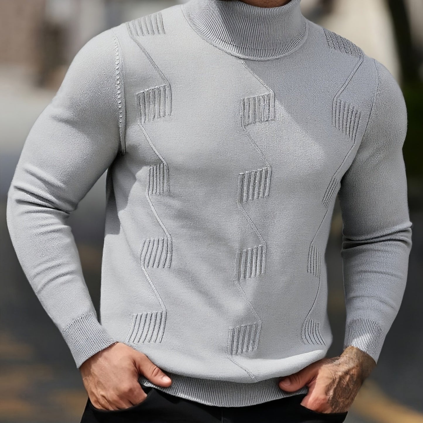 Men's Autumn/Winter High-Neck Sweater, Men's Winter High-Neck Pullover Knit Sweater, Men's Winter Clothing, Men's Sweater, Christmas Sweater, Men's Christmas Sweater, Winter Men's Apparel, New Year's Apparel, Men's Christmas