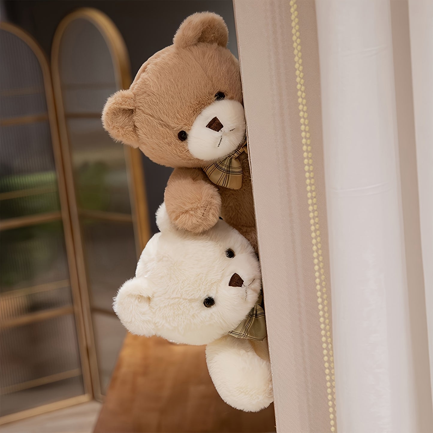30cm/11.81in Teddy Bear Plush with Bow Tie Ribbon - // Kawaii, Huggable Cuddly Bear for Valentine's Gift, Birthday Present for &, Decor, Collectible Teddy Bear for &