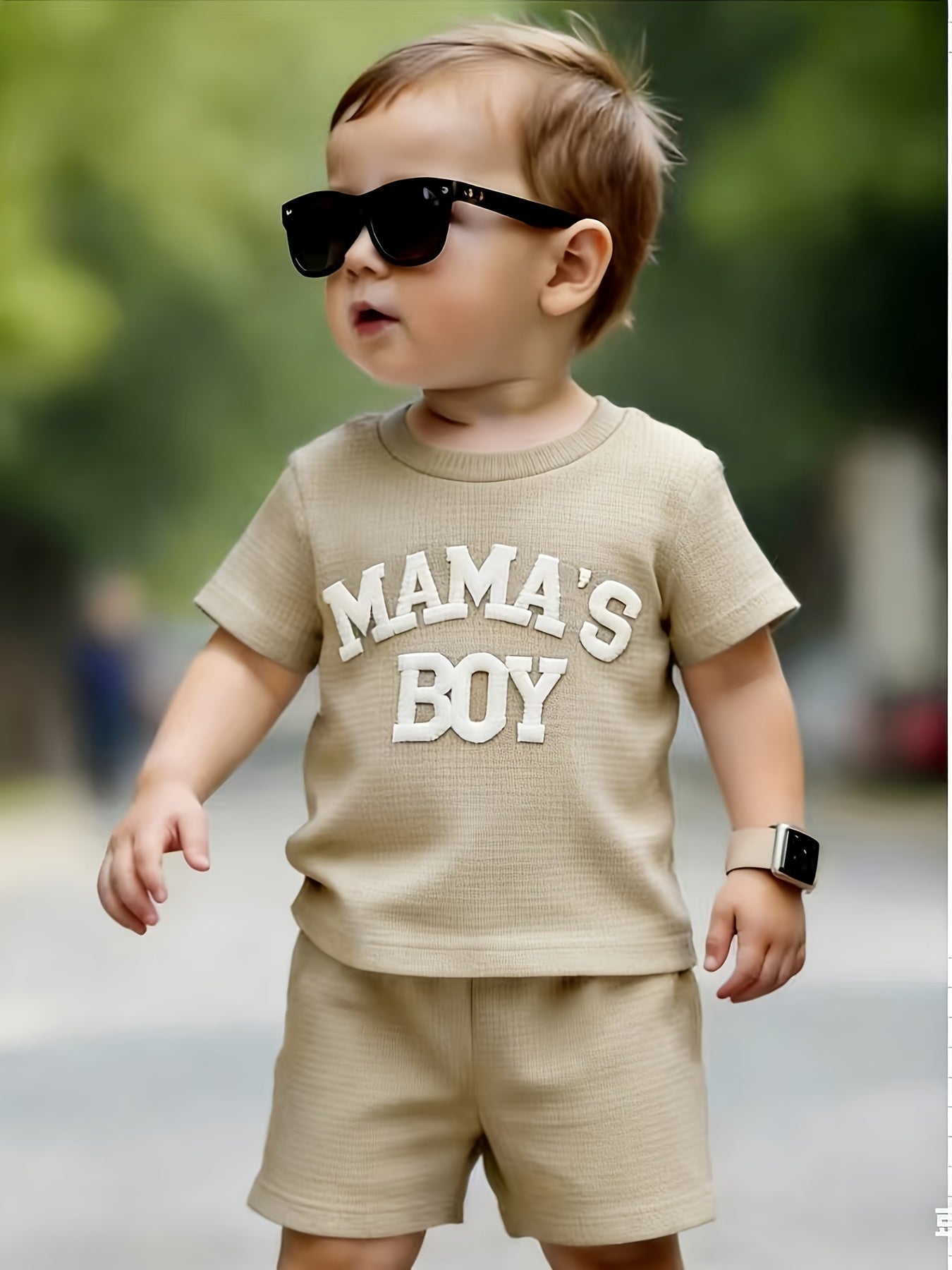Boys' Casual Summer 2-Piece Pullover Set with Alphabet Print