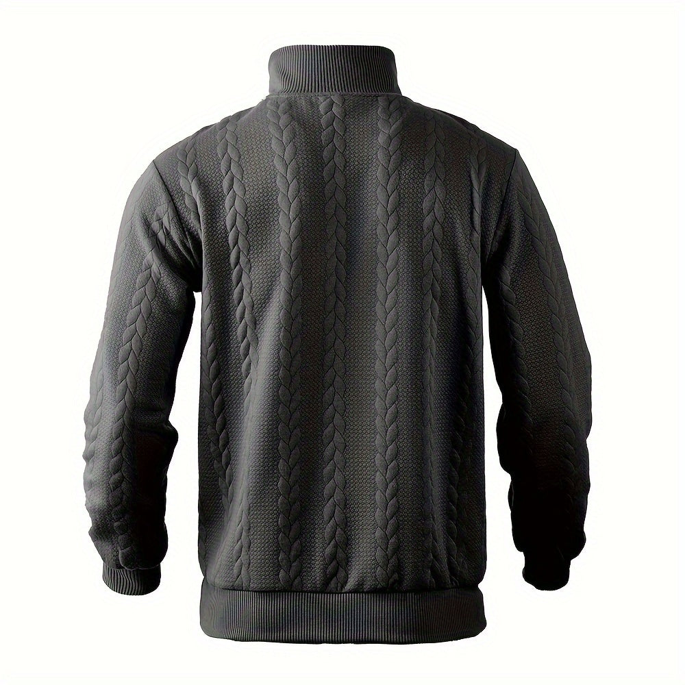 Cross-Border American Retro Casual Stand-Up Collar Zip-Up Loose Knitted Heavyweight Patchwork Jacquard Long-Sleeve Sweatshirt for Autumn And