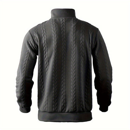 Cross-Border American Retro Casual Stand-Up Collar Zip-Up Loose Knitted Heavyweight Patchwork Jacquard Long-Sleeve Sweatshirt for Autumn And