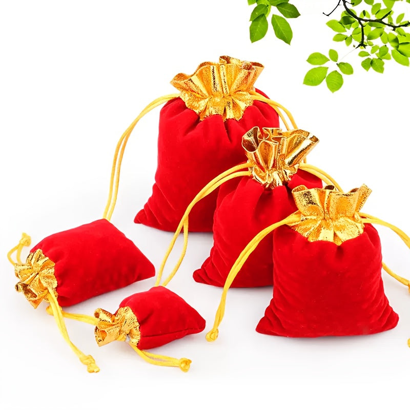 20pcs Drawstring Gift Bags with Golden Accents - Wedding Party Favors, Christmas/Halloween Easter Treat Pouches for Jewelry & Special Occasions