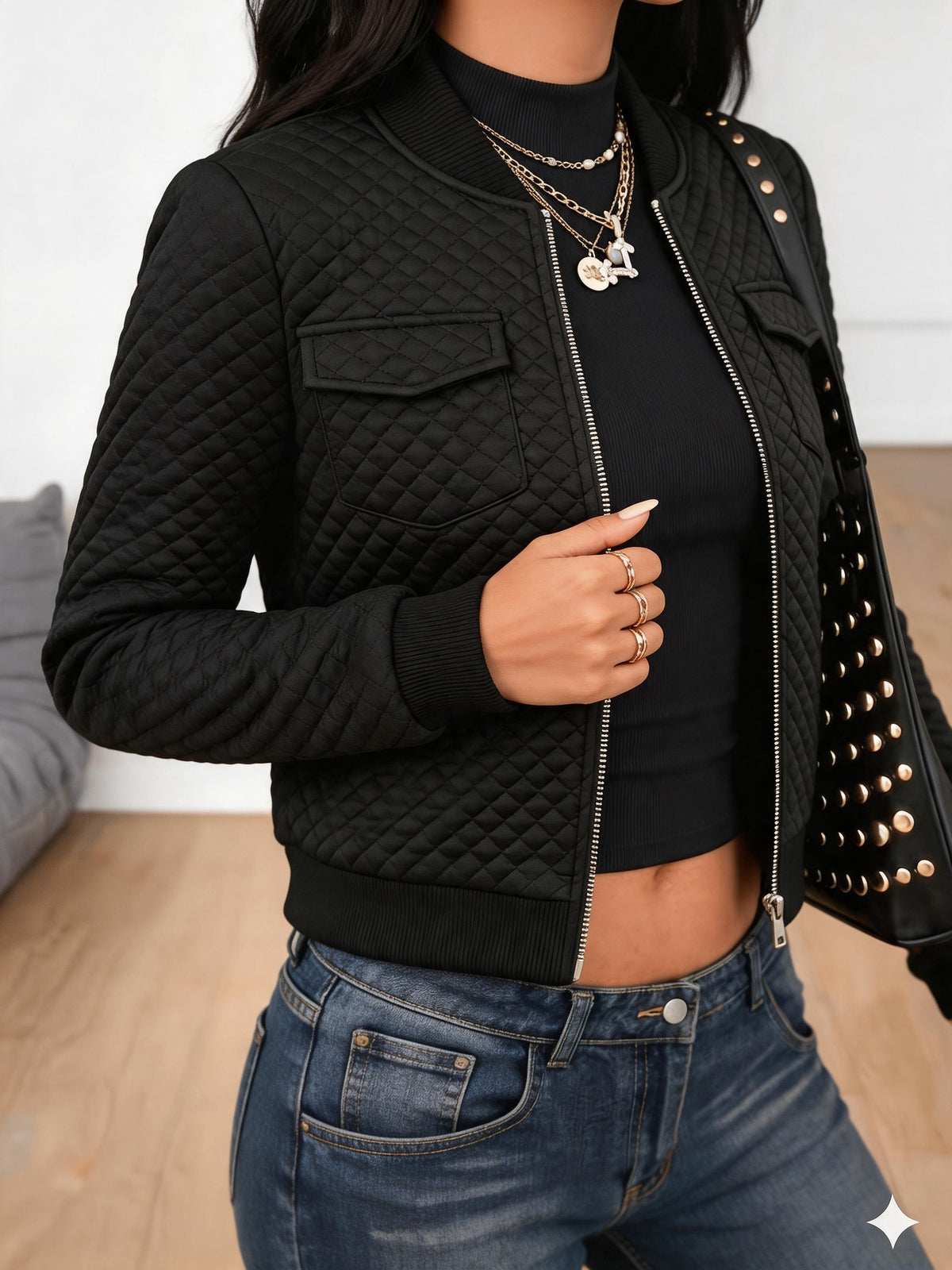 Women’s Casual Long-Sleeve Stand Collar Jacket