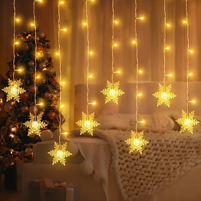 4m USB Snowflake Icicle Lights with 96 Multicolor & Warm White LEDs – Indoor/Outdoor Fairy String Lights, 8 Dynamic Lighting Modes (Wave, Sequential, Slow/Fast Flash, Fade, Twinkle, Steady On), Perfect for Party and Holiday