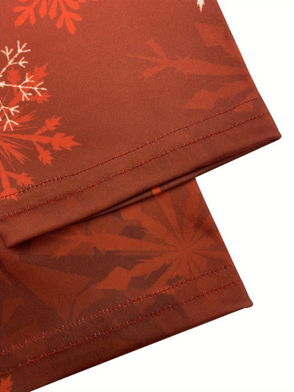 Men's Long Sleeve Christmas Themed Shirt with Zipper, 100% Polyester Knit Fabric, Regular Fit Party Style Collar Top for Spring/Fall