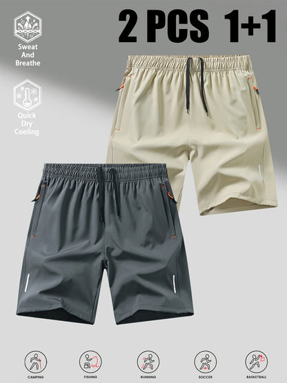 Men's Quick-Dry Casual Shorts 2-Pack for Summer Sports