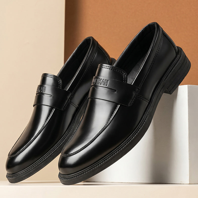 Men's Black Round Toe Loafers - Breathable Soft Sole, All-Season